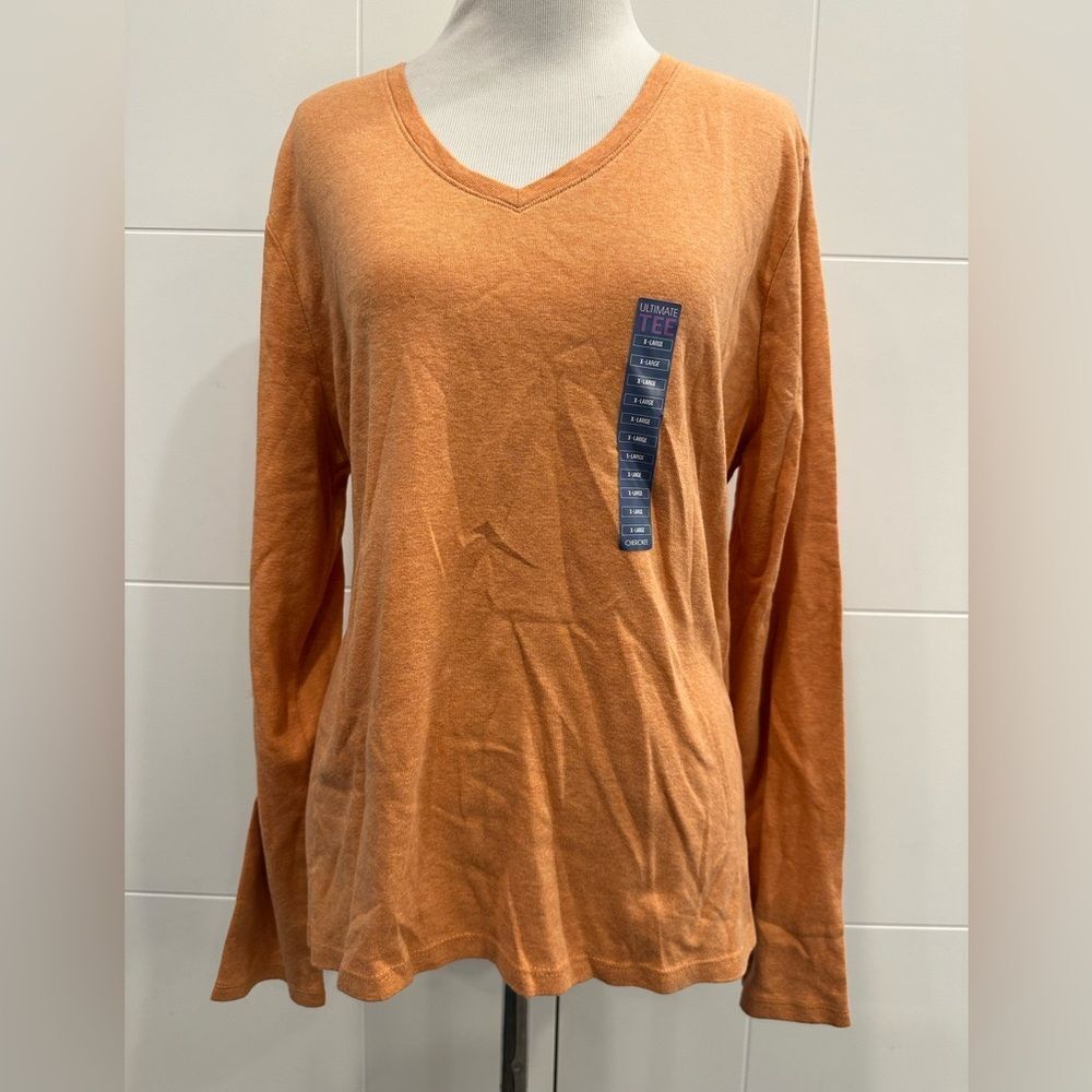 NWT Orange V-Neck Long Sleeve Top